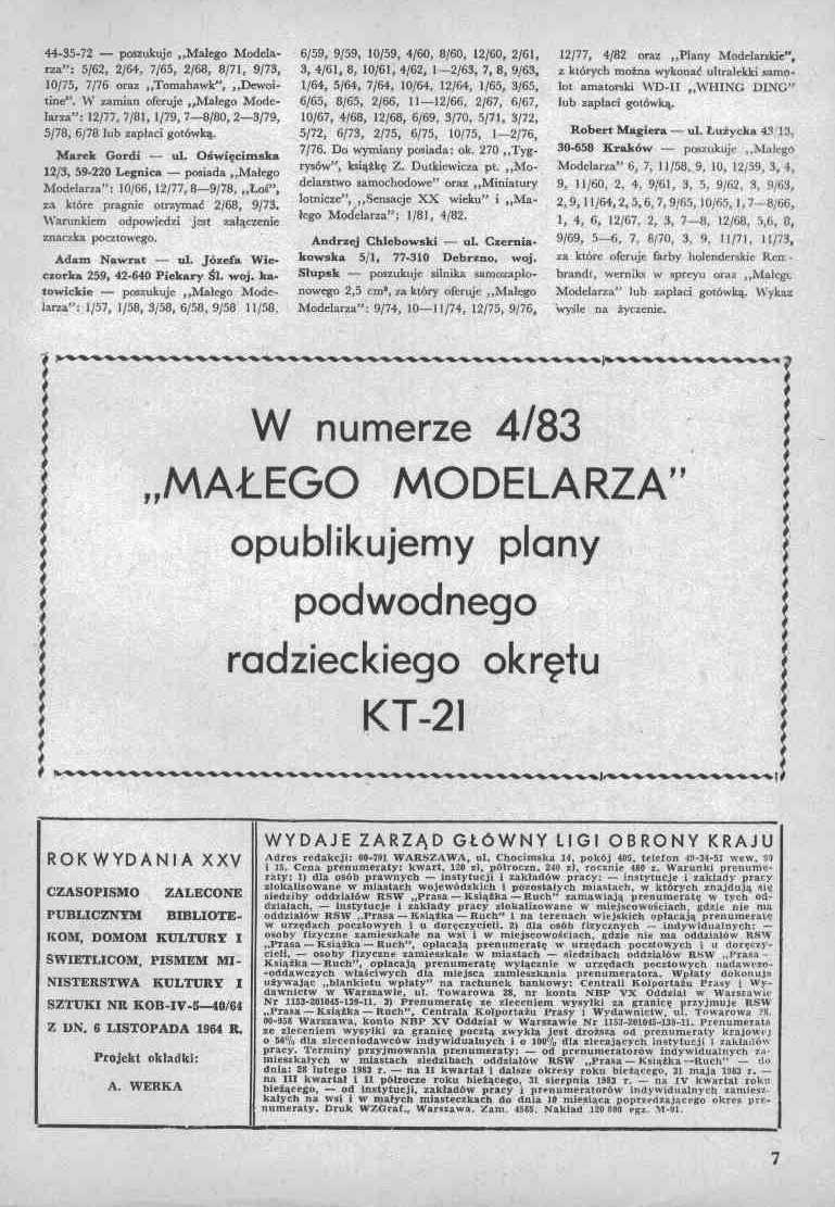 "Maly Modelarz" 3, 1983, 7 c.