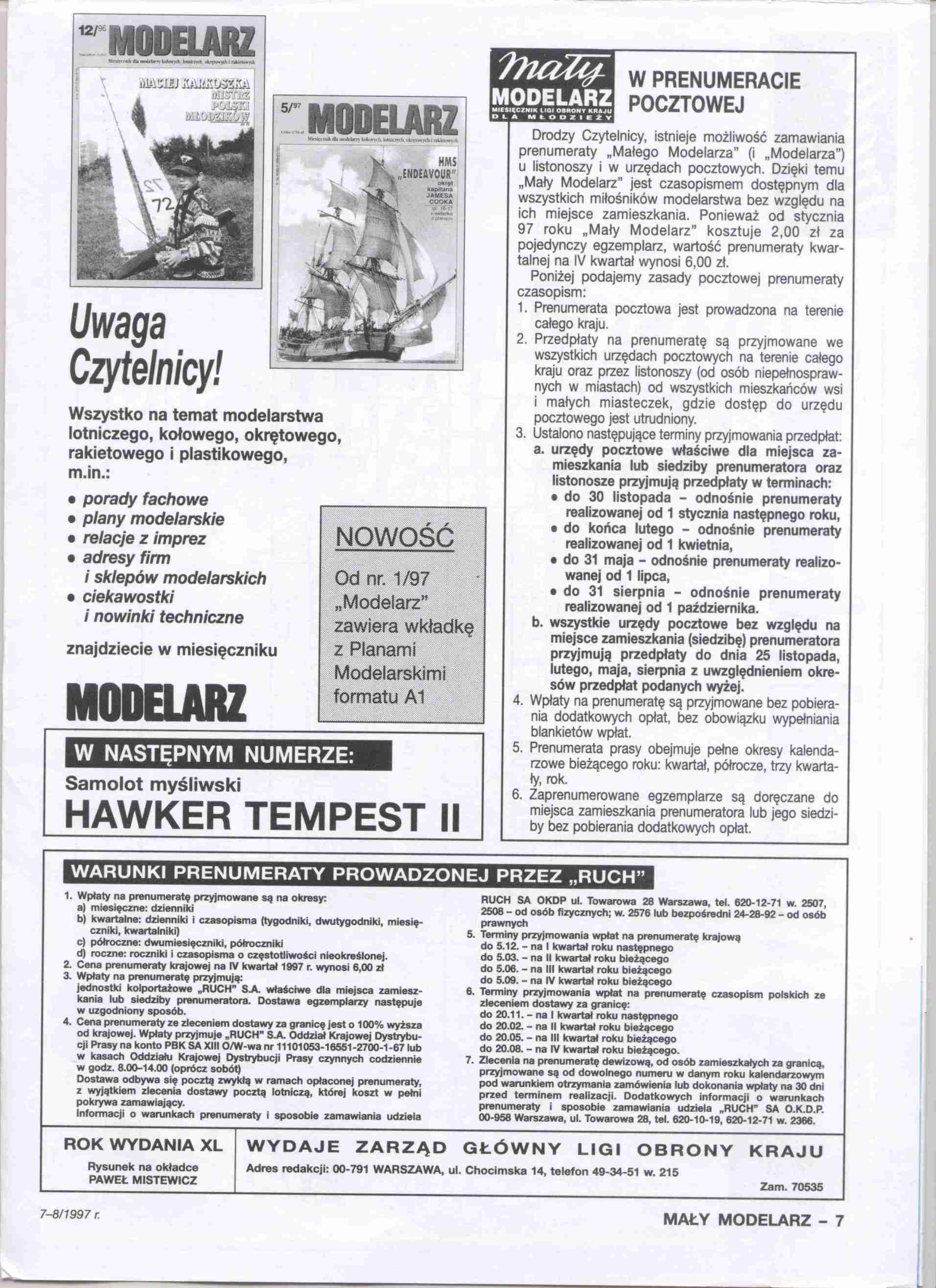 "Maly Modelarz" 7-8, 1997, 7 с.