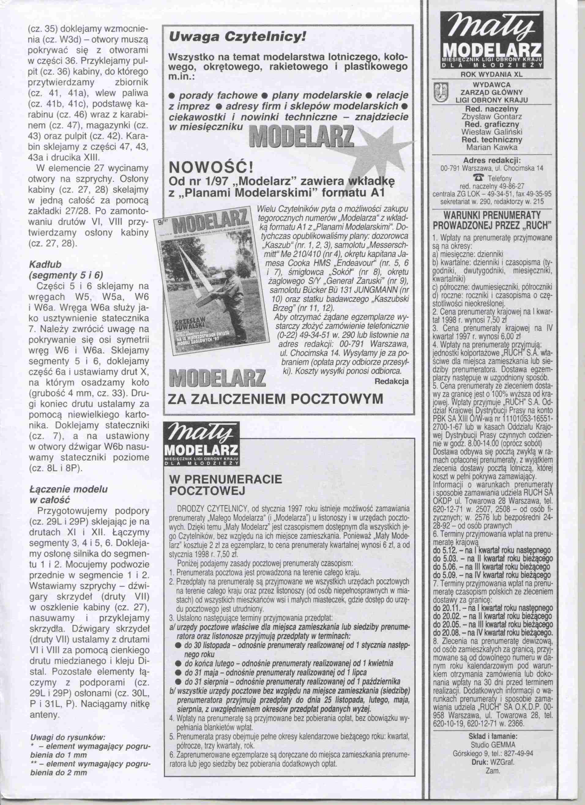 "Maly Modelarz" 12, 1997 5 с.